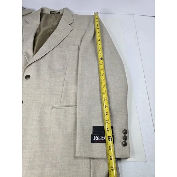 Bill Blass Sport Coat Mark Suit Blazer 46R Mens Beige Polyester Wool Gottschalks